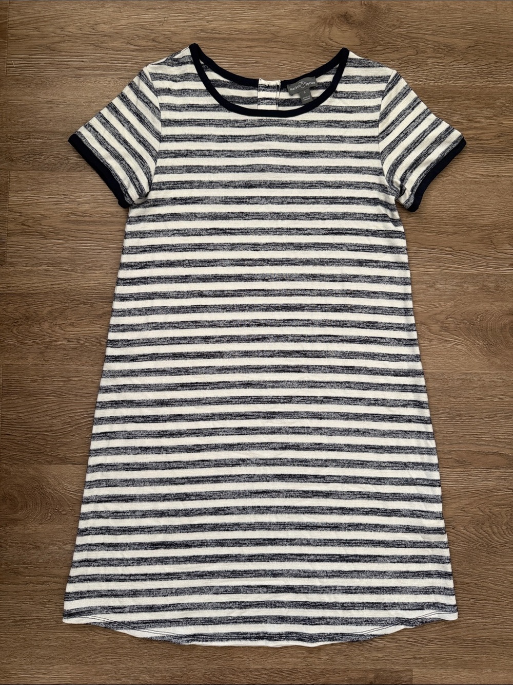 Market & Spruce Navy and White Striped Short Sleeve Knit Dress